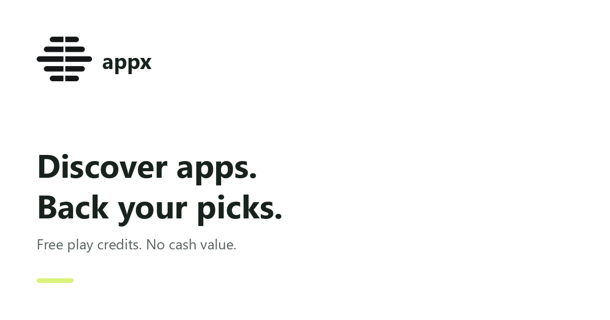 stock market style for discovering apps, with free play credits